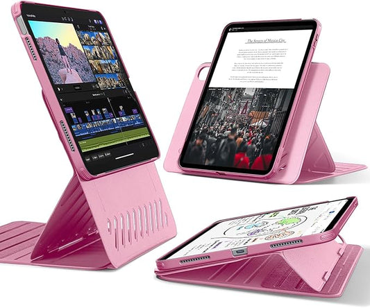ESR for iPad A16 Case iPad 11th/10th Generation Case (2025/2022) Removable Magnetic Cover Adjustable Portrait/Landscape Stand with Raised Screen View 9 Standing Angles Pink