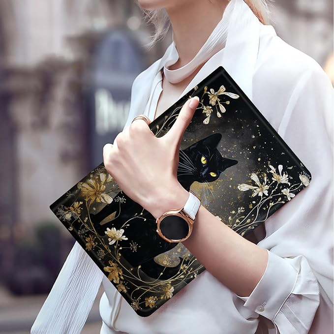 Black Cat with Gold Floral