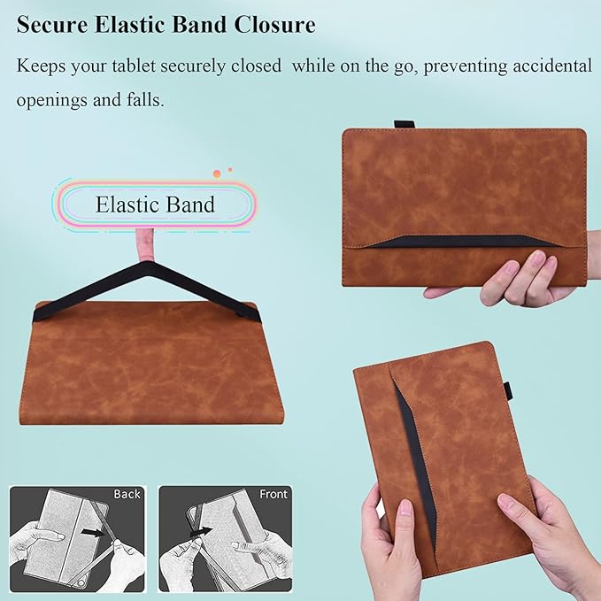 Case for Samsung Galaxy Tab S10 FE+/S10 FE Plus 13.1 Inch 2025 Model (SM-X620/SM-X626B) with Pencil Holder/Pocket/Card Slots Folio Stand PU Leather TPU Back Shockproof Wallet Cover Brown