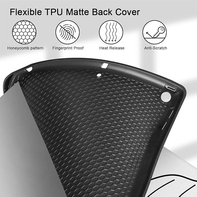 Mektron Designed Printed iPad 10.2 Case 9th Gen (2021)/ 8th Gen (2020)/ 7th Gen (2019) with Pencil Holder Slim Stand Protective Case with Soft TPU Back for iPad 10.2 Inch Tropical Leaves