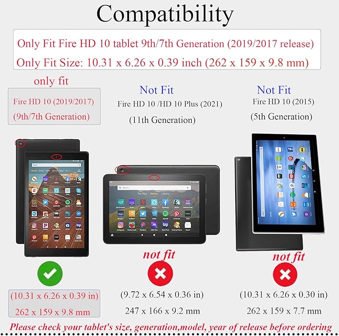 Case for 10.1 Amazon Kindle Fire HD 10 Tablet 9th/7th Generation 2019 and 2017 with Stylus Holder Card Slots [Auto Sleep/Wake] Smart Stand PU Leather TPU Magnetic Folio Cover Colorful Rose
