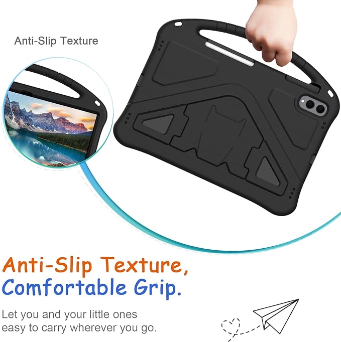 Kids Case for Samsung Galaxy Tab S11 Ultra 2025 14.6 Tablet Techcircle Light Weight Shock Proof EVA Foam Handle Rugged Stand Protective Case Black