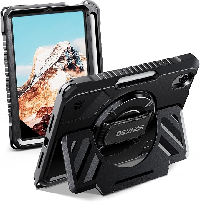 Dexnor Case for iPad mini 7 (A17 Pro) 2024/mini 6 2021 8.3 inch Rugged Protective Case with 360° Rotating Hand Strap &amp Large Stand &amp Screen Protector &amp Pencil Holder Shockproof Full-Body