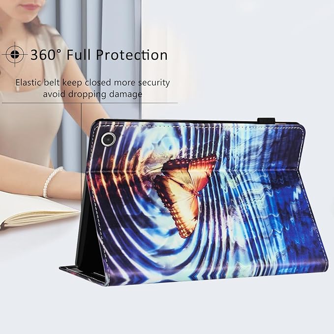 Case for Amazon Kindle Fire Max 11 (13th Generation 2023 Release) 11 with Pencil Holder &amp Folio Stand Magnetic Smart PU Leather Shockproof Cover [Auto Sleep Wake] Yellow Butterfly Wave