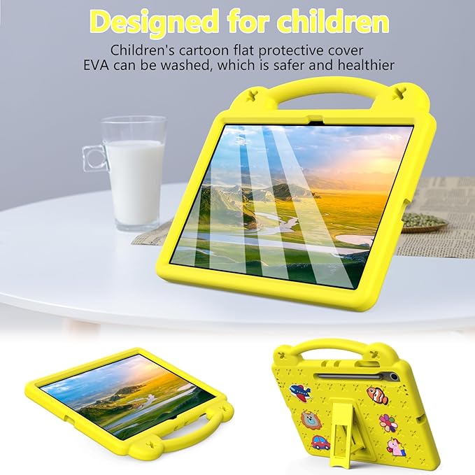 Compatible with Samsung Galaxy Tab A11 2025 Tablet Case Kids Friendly Universal Lightweight Shockproof Protective Case with Shoulder Strap &amp Stand Handle Yellow