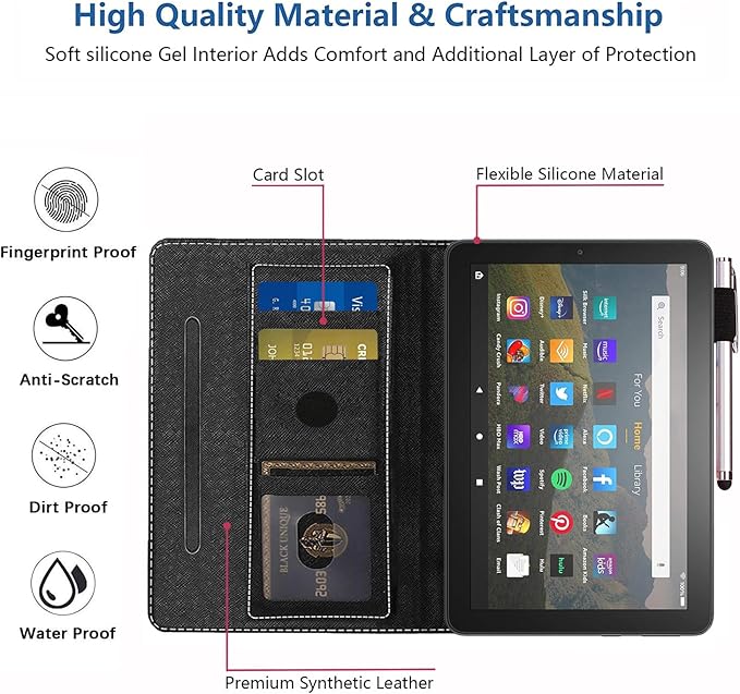 Case for Amazon Kindle Fire 7 Tablet (7 9th/7th Generation 2019/2017 Release) Slim PU Leather Cover with Card Slot &amp Auto Wake/Sleep Flamingo