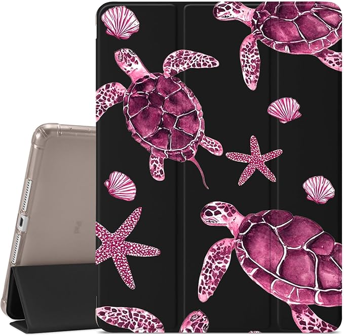 Hot Pink Sea Turtle Case for iPad Pro 13 (M4) 2024 Ocean Sea Animal CasePencil Holder &amp Clear Soft TPU Back &amp Trifold Stand Cover for Women (Model Number:A2925/A2926/A3007)