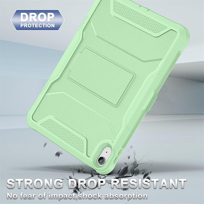 Soke Case for iPad (A16) 11th Generation 11-inch 2025 iPad 10th Generation 10.9-inch 2022 with Built-in Screen Protector and Kickstand Rugged Full Body Protective Cover - Matcha Green