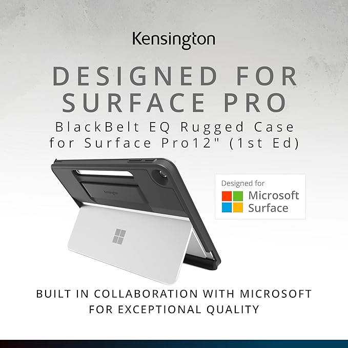 Kensington Blackbelt Rugged Case for Surface Pro 11/10/9 13 Military-Grade Protection - Black (K96541WW)