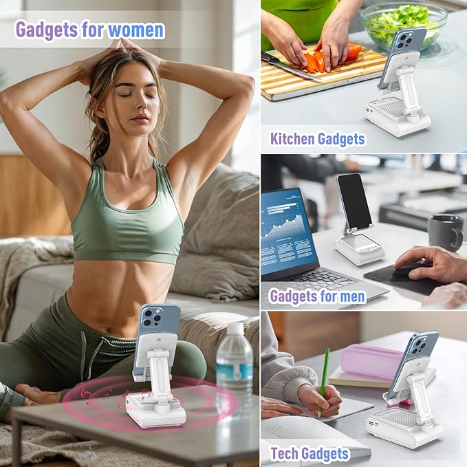 Gifts for Women Men Cell Phone Stand With Wireless Bluetooth Speaker Unique Gifts for Women Wife Mom Gifts for Christmas Stocking Stuffers for Women Adults Mom White Elephant Gifts for Adults