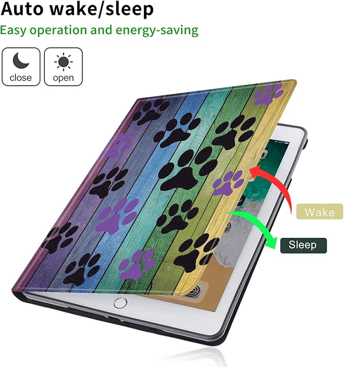 Colorful Woodgrain and Dog Paw Prints