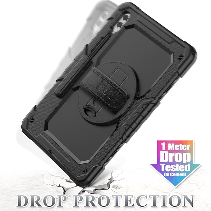 SEYMAC stock Case for Samsung Galaxy Tab S10 Plus/ S9 FE Plus/ S9 Plus 5G Tablet 12.4'' Case with Screen Protector Pencil Holder [360 Rotating Hand Strap] &ampStand Drop-Proof Black1