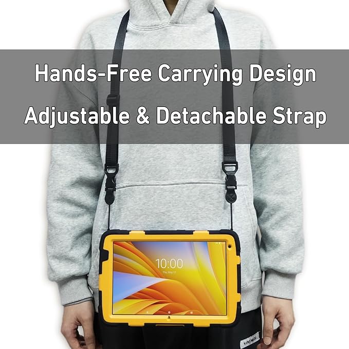 Protective Case for Zebra ET40 ET45 10 Inch Tablet Only Military Grade Shockproof Rugged Cover with Hand Strap &amp Stand SG-ET4X-10EXOSKL1-01 Compatible with Zebra Accessories (Yellow)