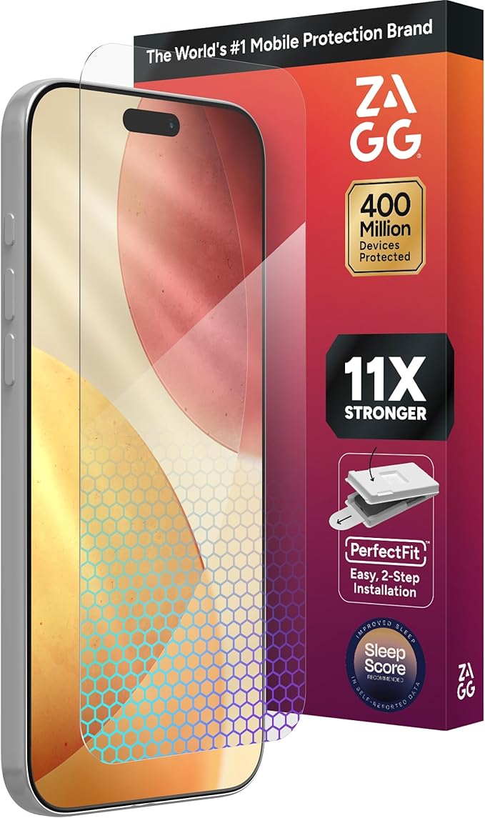 ZAGG XTR5 Screen Protector for iPhone 17 Pro Max - Glass Blue Light Protection 11X Stronger Eyesafe CPF60 Tech Anti-reflective Tech Vibrant Color &amp Touch Sensitive Tempered Glass Easy To Ins