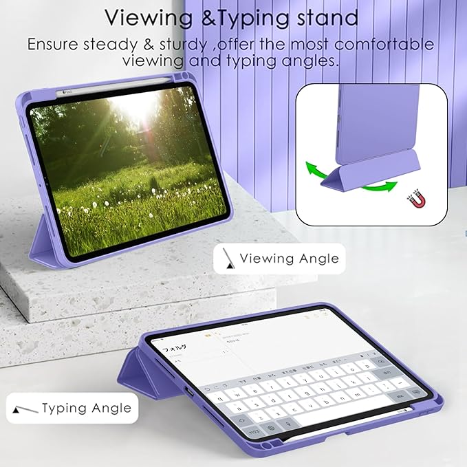 ZryXal iPad Pro 11 Inch Case (M5) 2025/ (M4) 2024 (Model: A2836/A2837/A3006) Trifold Stand Smart Cover with Pencil Holder and Soft TPU Back Auto Wake/Sleep (Slate Blue)