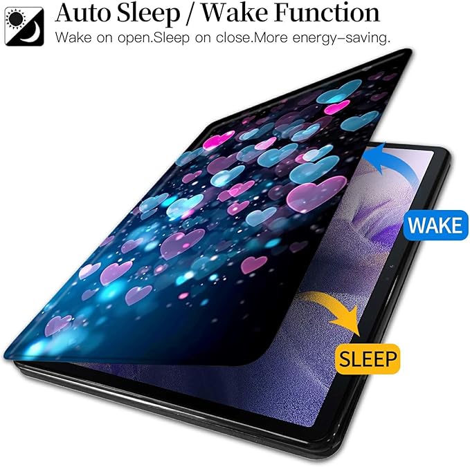 Case for Kindle Fire HD 8 Tablet (8th/7th/6th Generation 2018/2017/2016 Release) Colorful Heart Shape Theme 360 Degree Rotating Stand Protective Cover with Auto Sleep/Wake for HD 8 Tablet