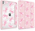 DONGKE for iPad Pro 11-Inch Case (M5 2025 / M4 2024) 6th/5th Generation [Auto Sleep/Wake &amp Pencil Pro Holder] Clear Acrylic Back Smart Trifold Stand Cover Bow &amp Daisy