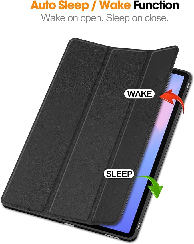 Case for Samsumg Galaxy Tab S10 FE+/S10 FE Plus 13.1 Inch 2025 (Model: SM-X620/SM-X626B) Trifold Stand Cover with S Pen Holder [Auto Wake/Sleep] PU Leather + Soft TPU Bumper Shell Black