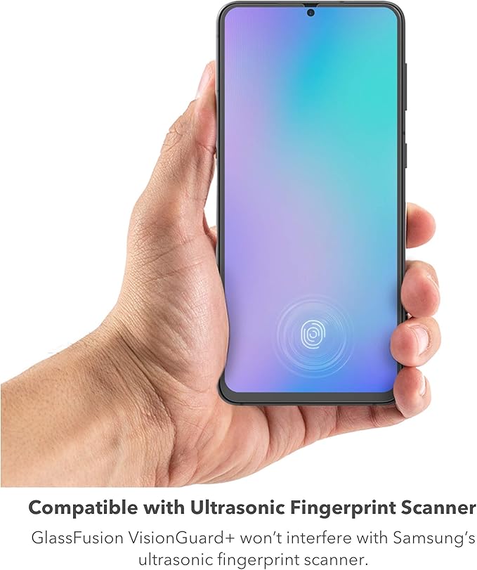 ZAGG InvisibleShield GlassFusion VisionGuard+ - Blocks Harmful High-Energy visible (HEV) Blue Light And 99% of UV Light From Your Device - Made For Samsung GS21 (6.2) - Case Friendly