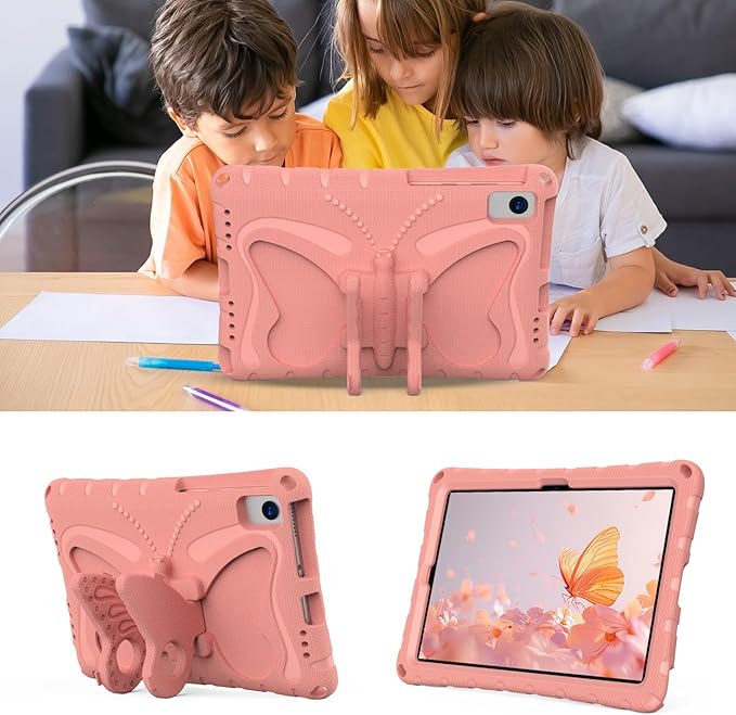YEMENGHUA Heavy Duty Protection Compatible with Samsung Galaxy Tab S5e 10.5 (2019) SM-T720 Lightweight EVA Kid Friendly Shockproof Protective Case Shoulder Strap Case Butterfly Kids Case (Pink)