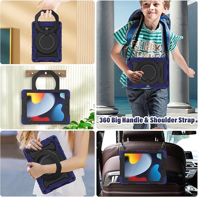 ROISKIN for iPad 6th 5th Generation Case 9.7 Inch Pro 9.7 Air 2 with 360 Kickstand Hand Strap [Screen Protector 15ft Drop Protection] Heavy Duty Air 2 /Pro 9.7 / iPad 6th 5th Gen Case for Kids