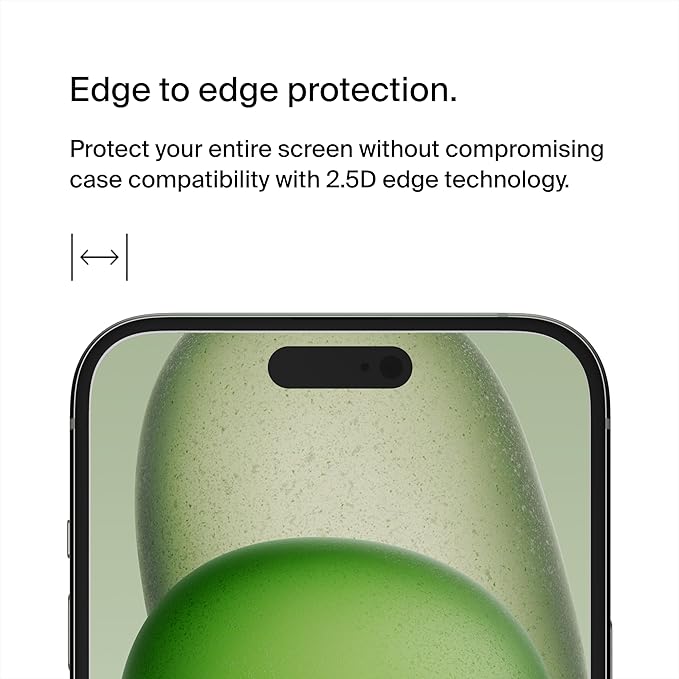 Belkin ScreenForce TemperedGlass Treated Privacy Screen Protector for iPhone 15 Plus and 14 Pro Max- Slim &amp Scratch-Resistant - Includes Easy Align Tray for Bubble Free Application