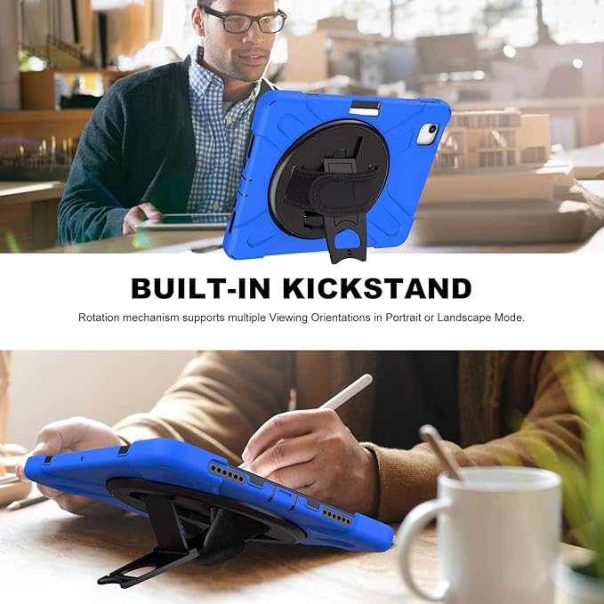 JZ 360 Degrees Kickstand Case Compatible with Samsung Galaxy Tab S4 10.5 (SM-T830T835T837) Stand Case Cover with Wrist Strap and Shoulder Strap - Red