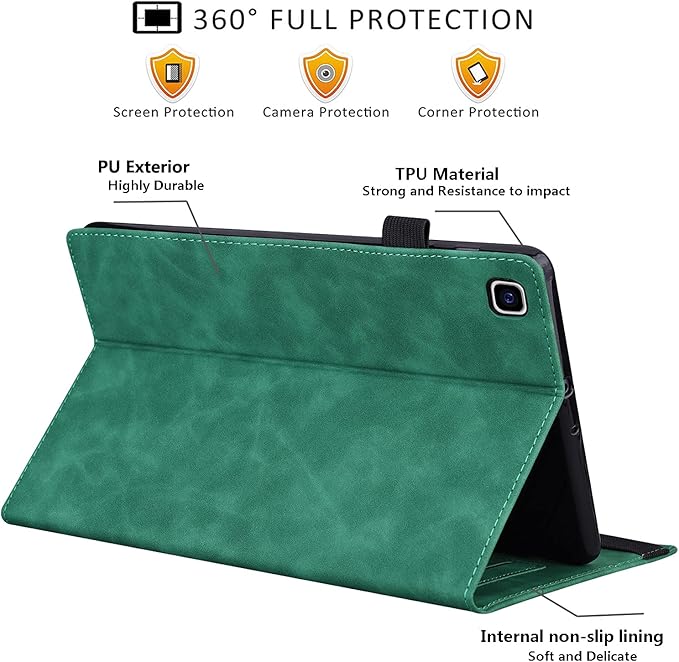 Flip Case for Samsung Galaxy Tab S10 FE+ Plus 2025 13.1 inch PU Leather Stand Soft Back Smart Auto Wake/Sleep CoverAdjustable Stand Shell w/Card Slots/Pen Holder/Front Pocket - Green
