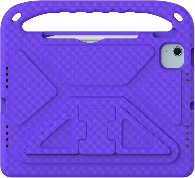 Kids Case for Apple iPad Air 11 inch M4/M3/M2 (2026/2025/2024) with Pencil Stylus Holder/Handle/Kickstand Slim Lightweight Cute Soft Shockproof EVA Folio Stand Protective Tablet Cover Purple