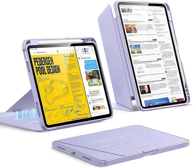 ESR for iPad Air 11 Inch Case M4/M3/M2 (2026/2025/2024) iPad Air 5th/4th Gen Case (2022/2020) Vertical Stand Cover Multi Stand Angles Ultra-Stable Cover with Pencil Holder Flip Series Purple