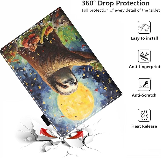 Case for All-New Amazon Kindle Fire HD 10 &amp 10 Plus Tablet 10.1 (13th/11th Generation 2023/2021 Release) - PU Leather Folio Case with Smart Auto Wake/Sleep Sloth