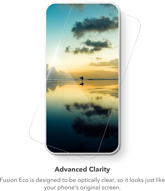 ZAGG InvisibleShield Fusion ECO Screen Protector for Apple iPhone 14 Pro Max - Flexible Hybrid Protection Made with Plant-based Materials EZ Apply Install