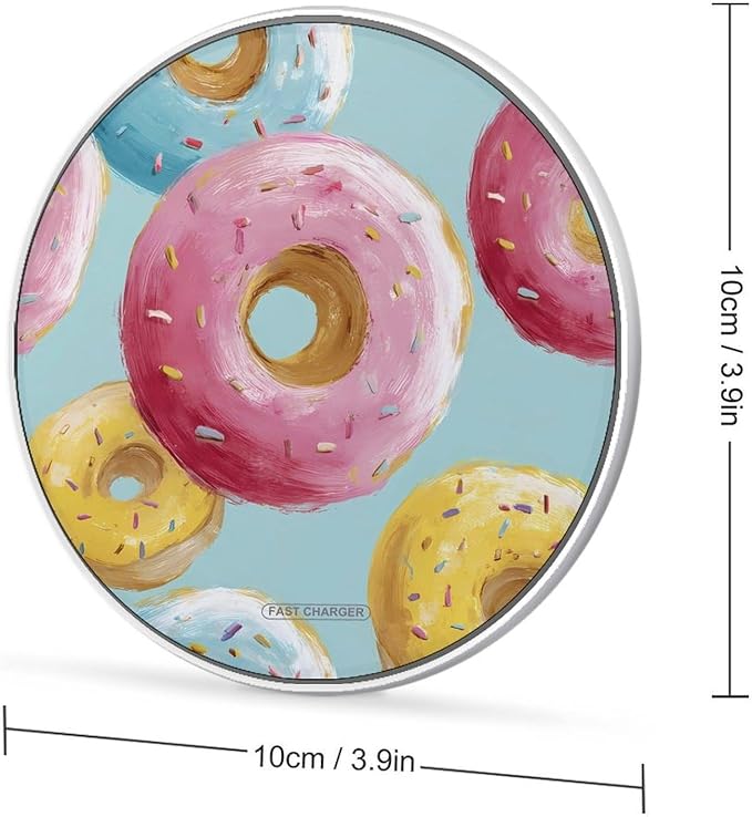 Colorful Doughnuts Fast Portable Charger 10W Funny Graphic Phone Charging Pad with USB Cable