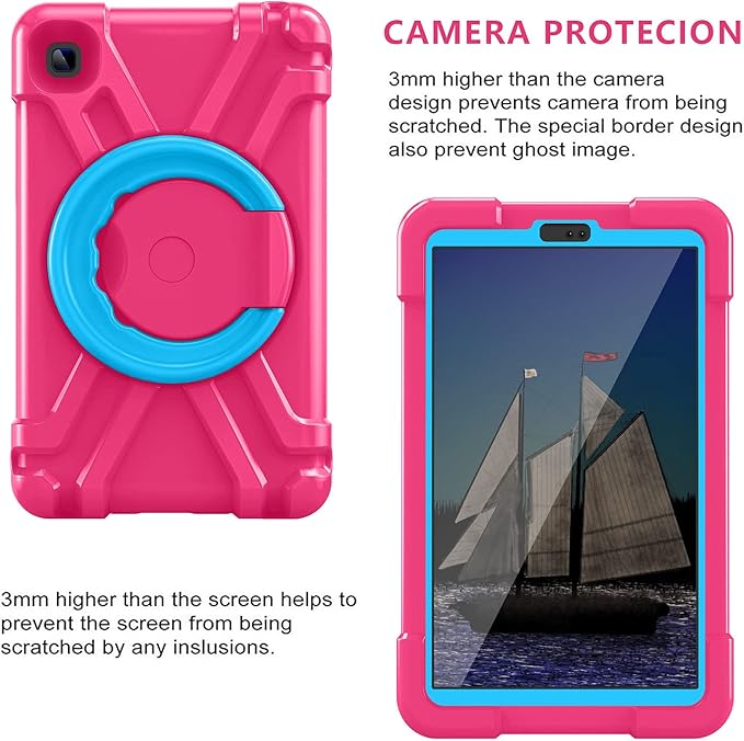 Compatible with Samsung Galaxy Tab A7 Lite T220/T225 Tablet CaseRugged Kids Case with Stand Lightweight Shockproof Kids Friendly Tablet Cover Rose Red+Blue