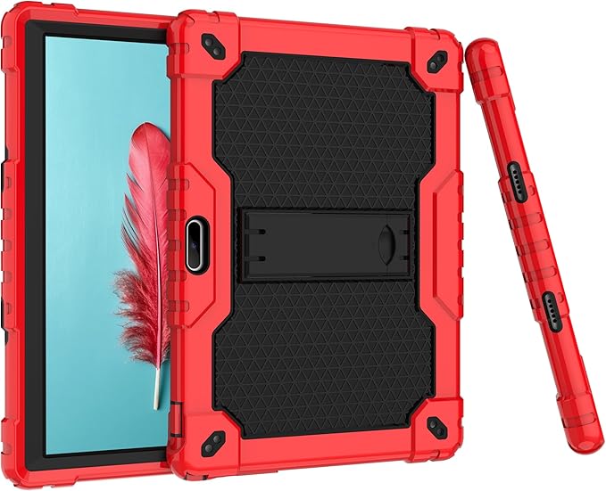 for Vankyo MatrixPad S10 Tab Case YQSAVIOR CUPEISI Coopers YQ10S VIVIMAGE A10 A38 BYANDBY BYYQ10S 10.1 Case Built in Kickstand Shoulder Strap Shell with Screen Protector (Red+Black/2 Pcs)