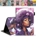 Case for Amazon Fire HD 10 Tablet 10.1 (9th/7th Generation 2019/2017 Release) Slim PU Leather Stand Cover with Card Slot &amp Auto Wake/Sleep Purple Hair Hairstyle African American Girl
