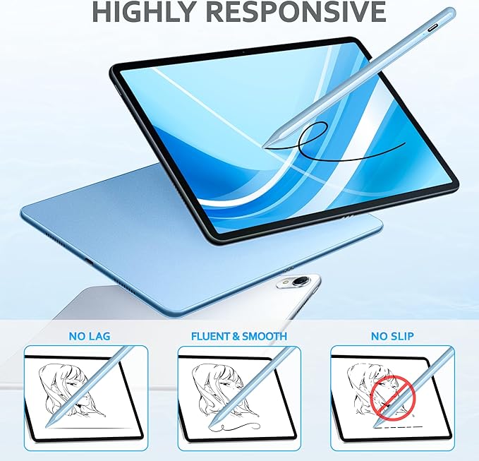 Stylus Pens for Touch Screen DRYMOKINI Stylist Pen Compatible for Android and iOS Tablet/Phones Rechargeable Universal Stylus Pencil Compatible for A-pple/i-Pad/Phone Tablet Blue