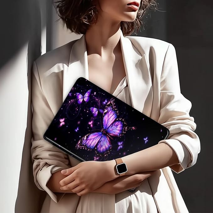 Case for Kindle Fire HD 10 &amp 10 Plus Tablet(13th/11th Gen 2023/2021 Release) 10.1 360 Degree Rotating Swivel Stand Flip Cover with Auto Sleep/Wake Purple Butterflies