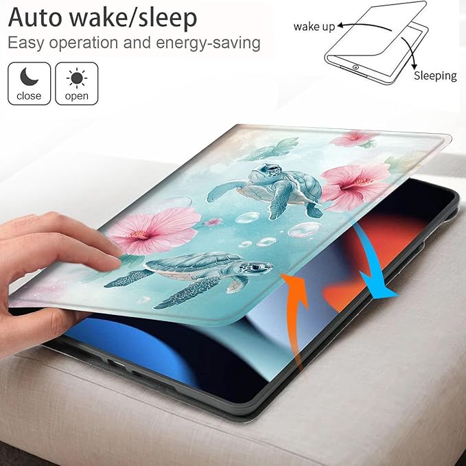Bxgolkgd Tablet Case for 7 Kindle Paperwhite 2024 (12th Gen) &amp Kindle Colorsoft Signature EditionAuto Wake/Sleep FunctionSea Turtle Hibiscus
