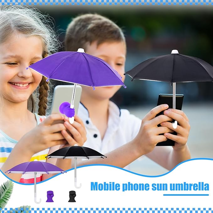 10 PCS Mini Umbrella for Phone Sun Shade with Adjustable Fist Hand Suction Cup Stand Mobile Holder Universal Cell Phone Umbrellas for Summer Holiday UV Protection Beach Pool Travel Outdoor Sunshield