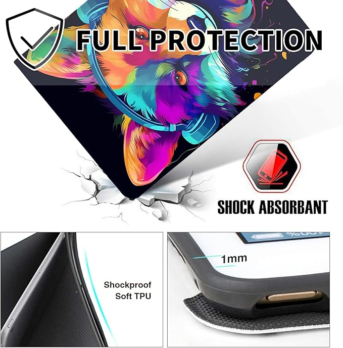 for Fire HD 8 Tablet (8th/7th/6th Generation 2018/2017/2016 Release) Case with Pen Holder &amp Auto Wake/Sleepd Shockproof Stand Protective Cover for HD 8 2018 TabletFox Wearing Headphones