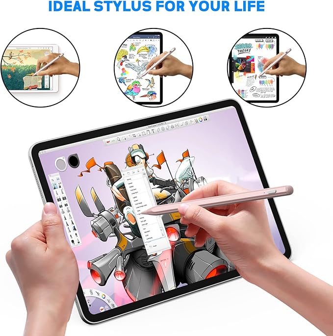 Stylus Pen for Touch Screens NTHJOYS Active Stylus Pencil Rechargeable for iOS/Android with Magnetic Design Fine Point Stylist Compatible with Apple iPad/Pro/Air/Mini/iPhone/Tablets Writing &amp Dra