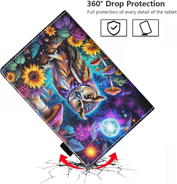 Case for Amazon Kindle Fire HD 10 &amp 10 Plus Tablet 10.1 (13th/11th Generation 2023/2021 Release) - Premium PU Leather Cover with Auto Sleep Wake Owl Under The Moon