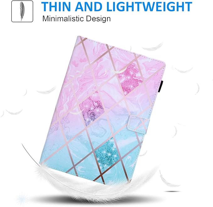 Dteck Case for All-New Fire HD 10 &amp HD 10 Plus Tablet (2021 Release 11th Generation) - Slim Multi-Angle Folio Stand Premium PU Leather Protective Smart Cover with Auto Wake Sleep Pink Green