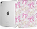 MEEgoodo for M4/M3/M2 iPad Air 11 inch Case 2026 2025 2024Case for iPad Air 5th/4th Generation 10.9 inch 2022 2020 Tablet Cover with Silk Texture &amp PC Clear Back Cover White &amp Pink Bows
