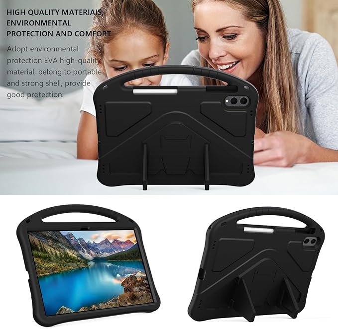 for Galaxy Tab S11 Ultra 14.6 inch Case Kids 2025 with Strap EVA Stand Kickstand Cover for Samsung S11 Ultra Tablet Case 14.6'' (Black)