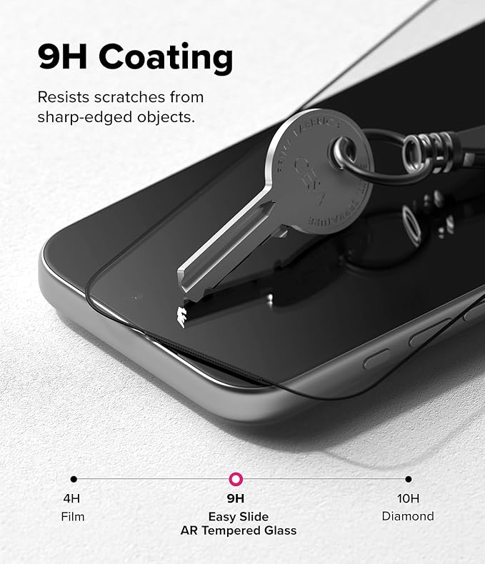 Ringke Easy Slide AR Tempered Glass for iPhone 17 Pro Screen Protector [Glare Minimization] Anti-reflecting Coating Super Easy to Install Case Friendly Shatterproof Premium 9H Hardness