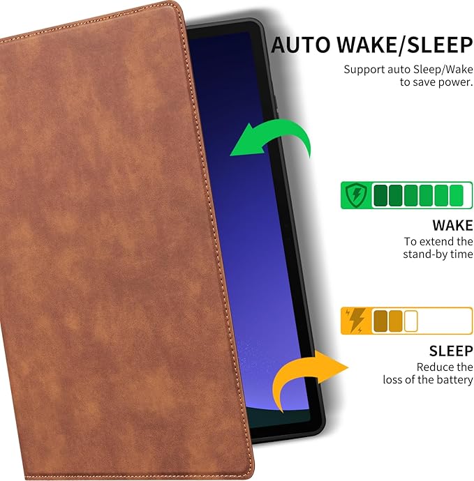 for Samsung Galaxy Tab S9 11 inch and S9 FE/S10 FE/S10 Lite 10.9inch Case 2023/2025(SM-X710/X510/X520X400) Leather Protective Shell Protection Cover with S Pen HolderAuto Sleep/Wake.Brown