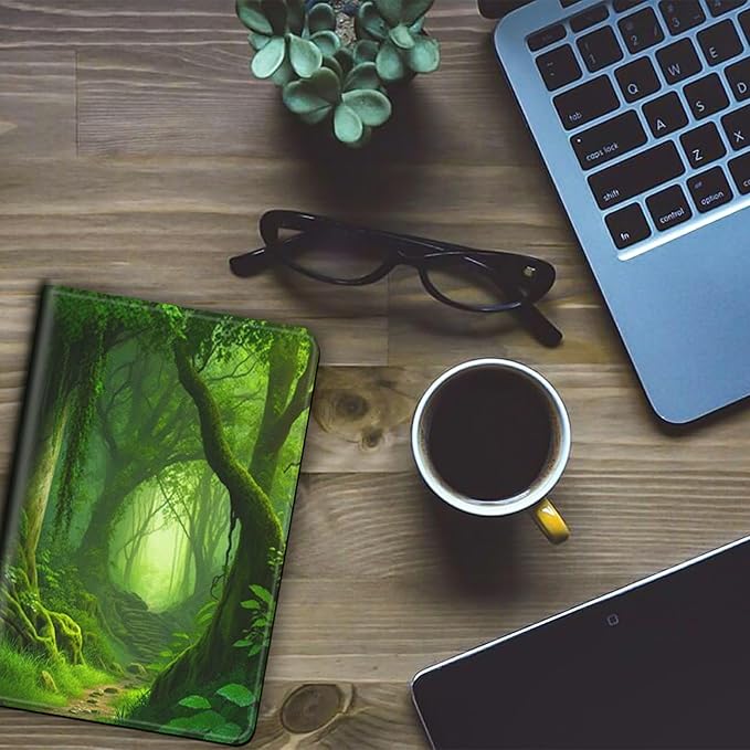 Case for Kindle Paperwhite 12th Generation &amp Kindle Colorsoft Signature Edition 2024 7 inch Lightweight Smart Case PU Leather Adjustable Stand Protective Cover with Auto Wake/Sleep - Forest Green
