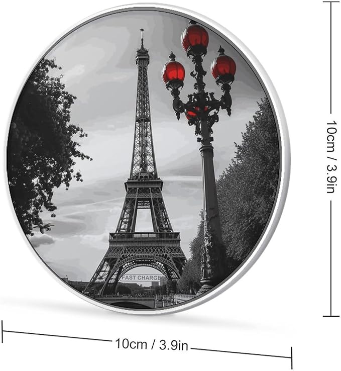 Eiffel Tower London Wireless Charger Fast Wireless Charging Pad with USB Cable 10W Anti-Slip Magnetic Wireless Charger Portable Slim Charger Puck Travel Charging Station